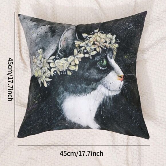 Cat Design Pillowcase for Accent Pillow - Picture 4 of 5